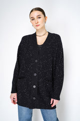 Lorena Antoniazzi Oversized Sequin Cashmere Blend Cardigan in Black Vancouver. Shop Online or in Store. 
