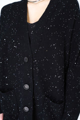 Lorena Antoniazzi Oversized Sequin Cashmere Blend Cardigan in Black Vancouver. Shop Online or in Store. 

