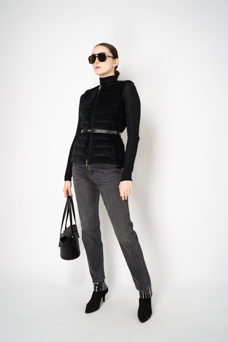 Lorena Antoniazzi Padded Corduroy Hourglass Vests in Black Vancouver. Shop Online or in Store.
