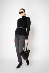 Lorena Antoniazzi Padded Corduroy Hourglass Vests in Black Vancouver. Shop Online or in Store.