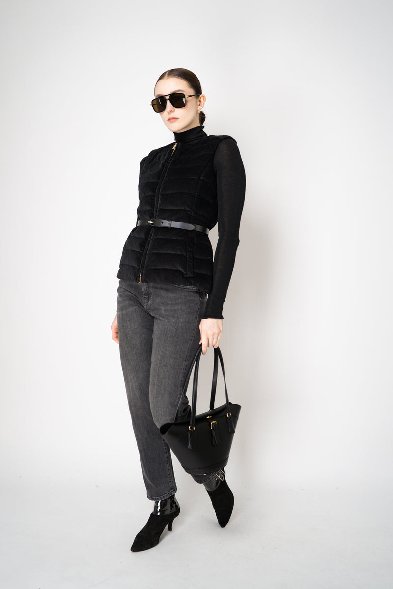 Lorena Antoniazzi Padded Corduroy Hourglass Vests in Black Vancouver. Shop Online or in Store.