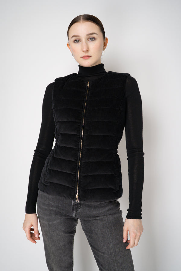 Lorena Antoniazzi Padded Corduroy Hourglass Vests in Black Vancouver. Shop Online or in Store.