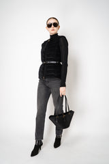 Lorena Antoniazzi Padded Corduroy Hourglass Vests in Black Vancouver. Shop Online or in Store.