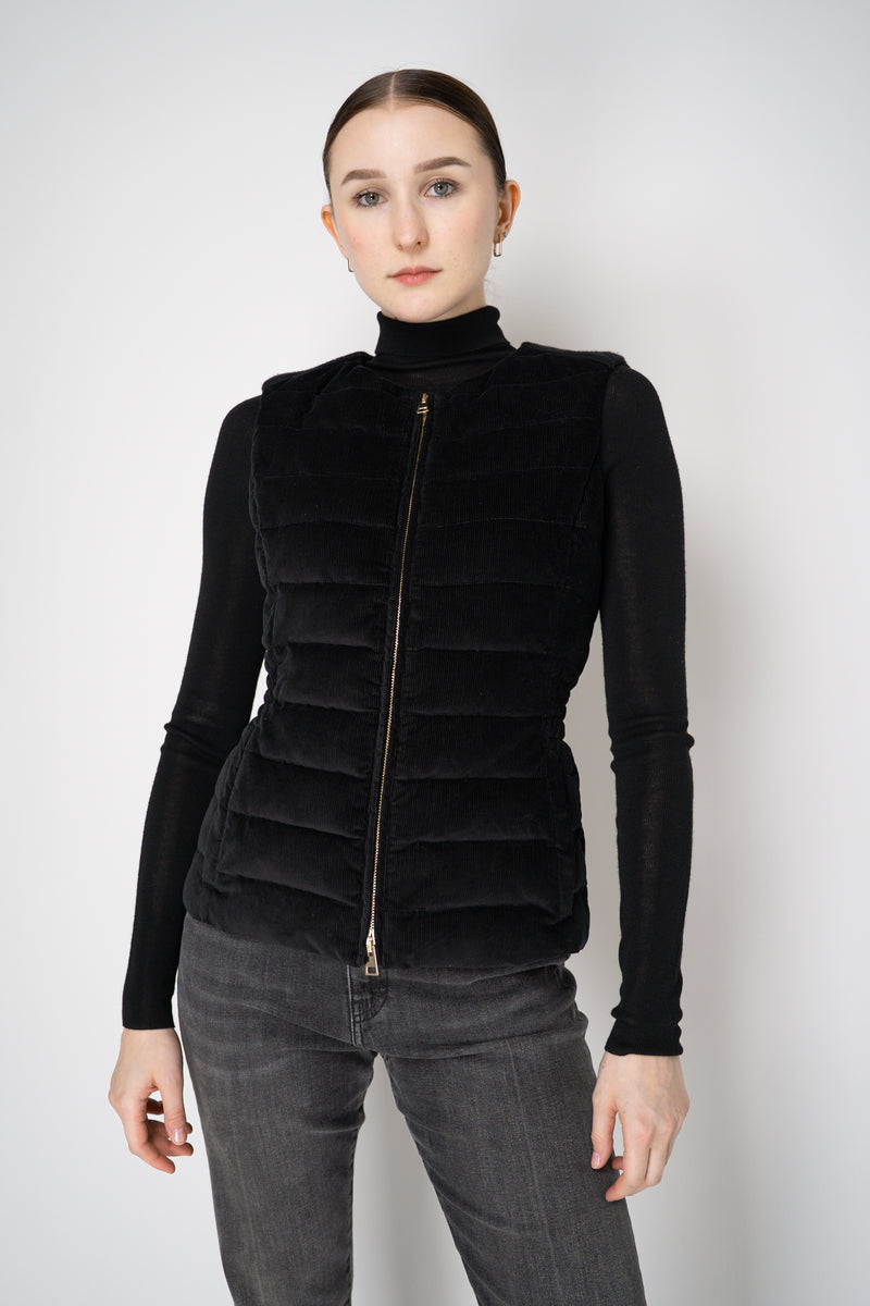 Lorena Antoniazzi Padded Corduroy Hourglass Vests in Black Vancouver. Shop Online or in Store.