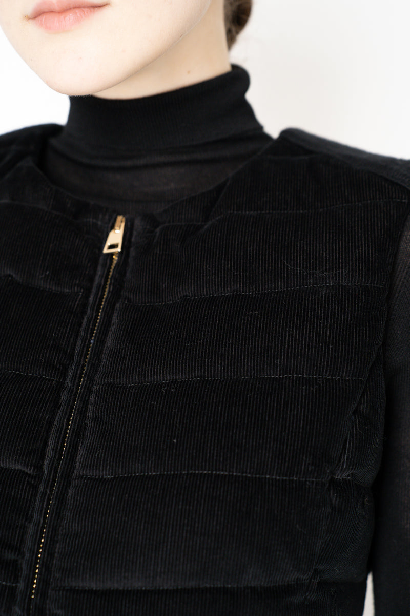 Lorena Antoniazzi Padded Corduroy Hourglass Vests in Black Vancouver. Shop Online or in Store.