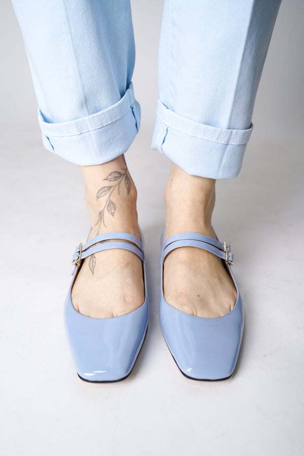 Lorena Antoniazzi Patent Effect Ballet Flats in Light Blue Vancouver. Shop Online or in Store.