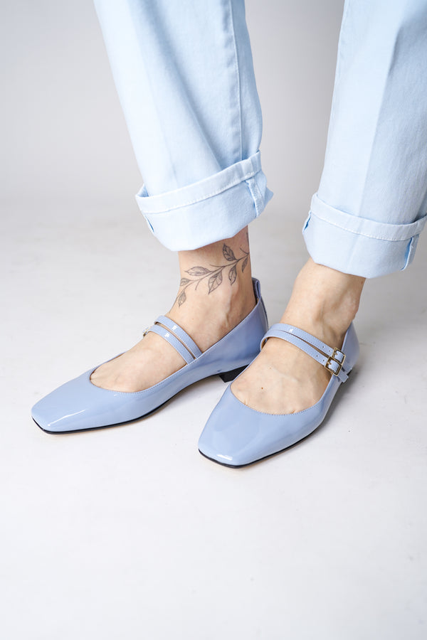 Lorena Antoniazzi Patent Effect Ballet Flats in Light Blue Vancouver. Shop Online or in Store.