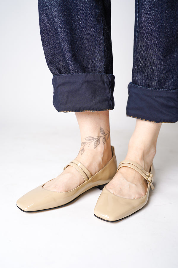 Lorena Antoniazzi Patent Effect Ballet Flats in Nude Beige Vancouver. Shop Online or in Store.