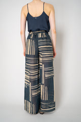 Lorena Antoniazzi Pull-On Style Ramie Trousers in Blue and Beige Vancouver. Shop Online or in Store.