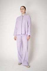 Lorena Antoniazzi Pull-On Style Straight Leg Linen Trousers in Lilac Vancouver. Shop Online or in Store.