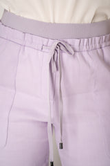 Lorena Antoniazzi Pull-On Style Straight Leg Linen Trousers in Lilac Vancouver. Shop Online or in Store.