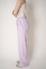 Lorena Antoniazzi Pull-On Style Straight Leg Linen Trousers in Lilac Vancouver. Shop Online or in Store.