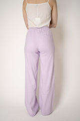 Lorena Antoniazzi Pull-On Style Straight Leg Linen Trousers in Lilac Vancouver. Shop Online or in Store.