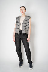 Lorena Antoniazzi Pull-On Style Tapered Flannel Trousers in Grey Melange Vancouver. Shop Online or in Store.