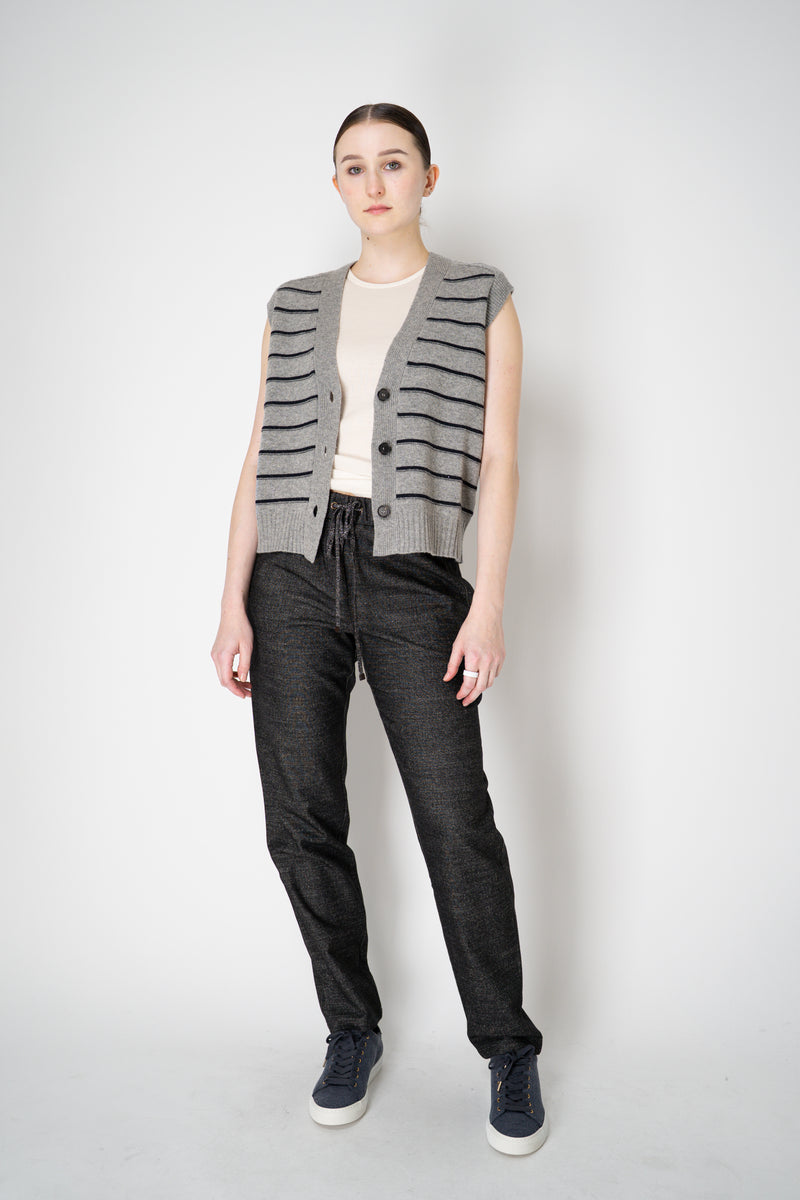 Lorena Antoniazzi Pull-On Style Tapered Flannel Trousers in Grey Melange Vancouver. Shop Online or in Store.