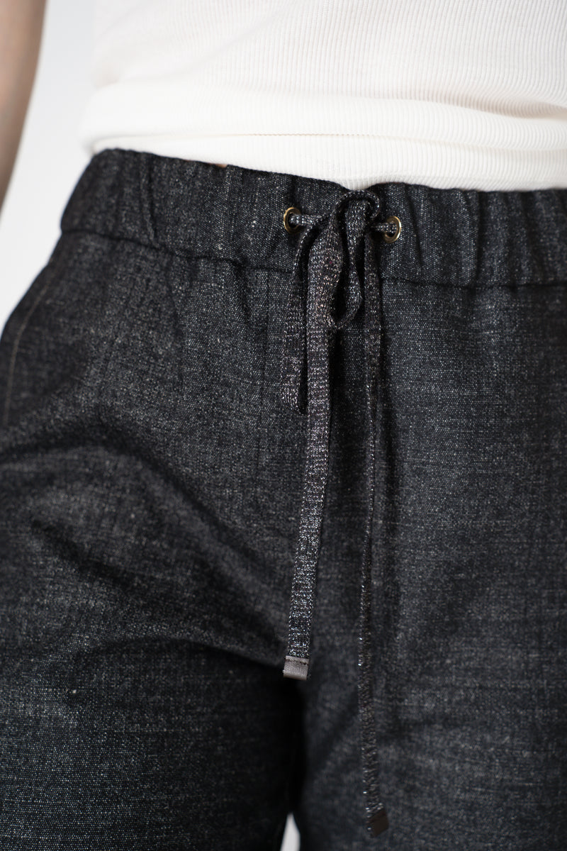 Lorena Antoniazzi Pull-On Style Tapered Flannel Trousers in Grey Melange Vancouver. Shop Online or in Store.