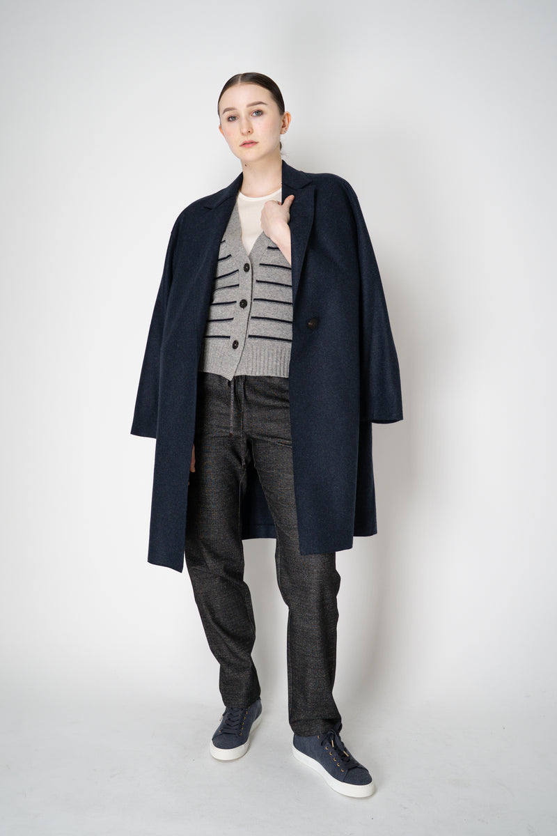 Lorena Antoniazzi Pull-On Style Tapered Flannel Trousers in Grey Melange Vancouver. Shop Online or in Store.