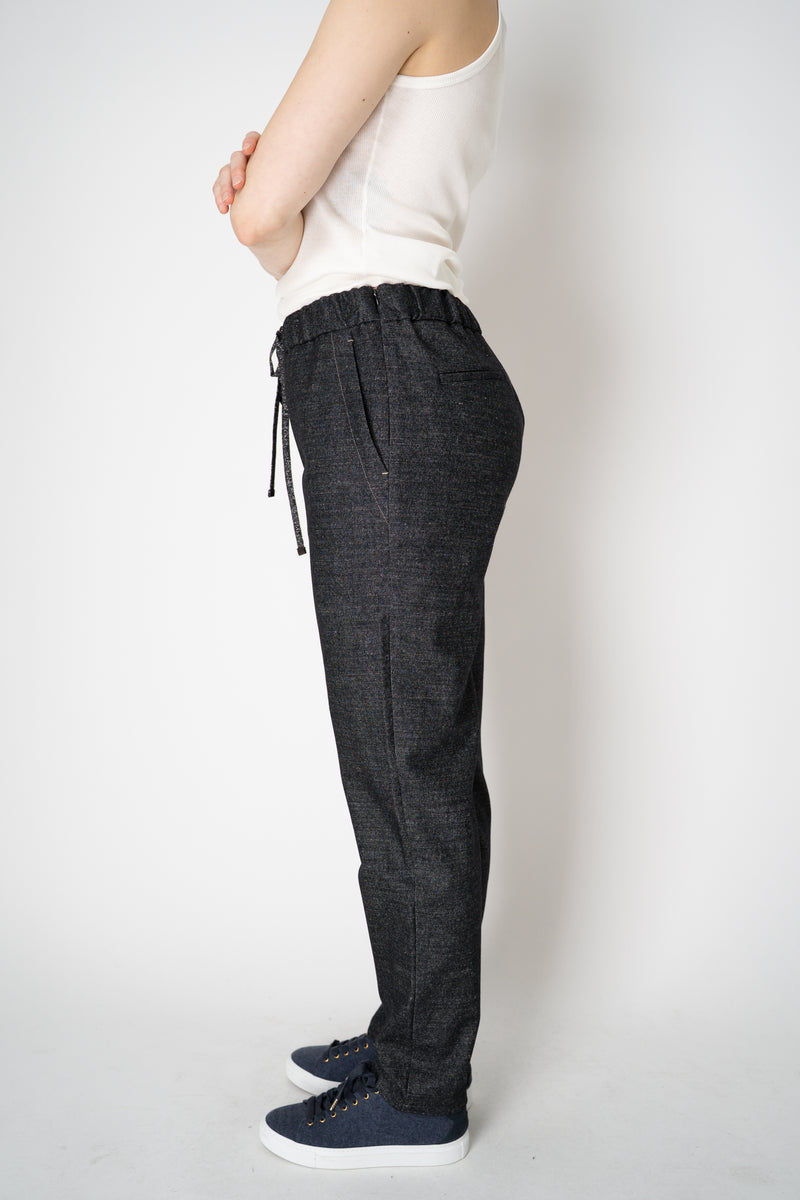 Lorena Antoniazzi Pull-On Style Tapered Flannel Trousers in Grey Melange Vancouver. Shop Online or in Store.