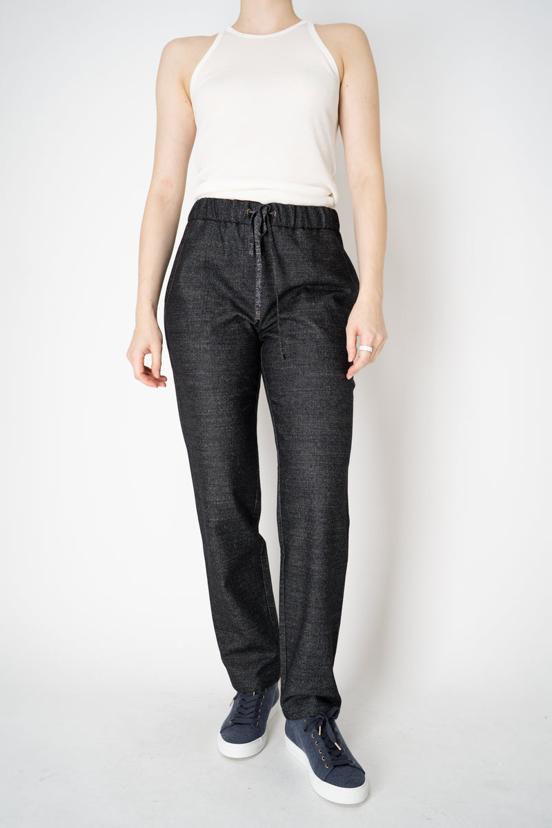 Lorena Antoniazzi Pull-On Style Tapered Flannel Trousers in Grey Melange Vancouver. Shop Online or in Store.