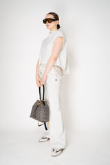Lorena Antoniazzi Pull-On Track Pants in White and Gold Colour Blocking Vancouver. Shop Online or in Store.