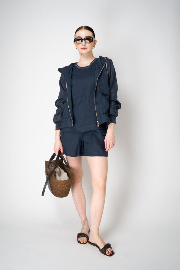 Lorena Antoniazzi Ramie Cargo Shorts in Navy Vancouver. Shop Online or in Store.