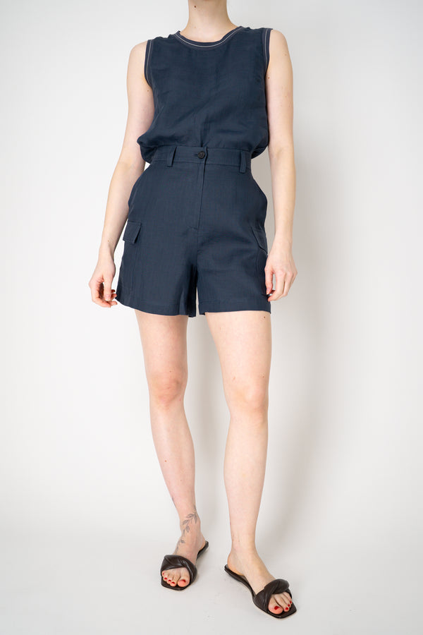 Lorena Antoniazzi Ramie Cargo Shorts in Navy Vancouver. Shop Online or in Store.