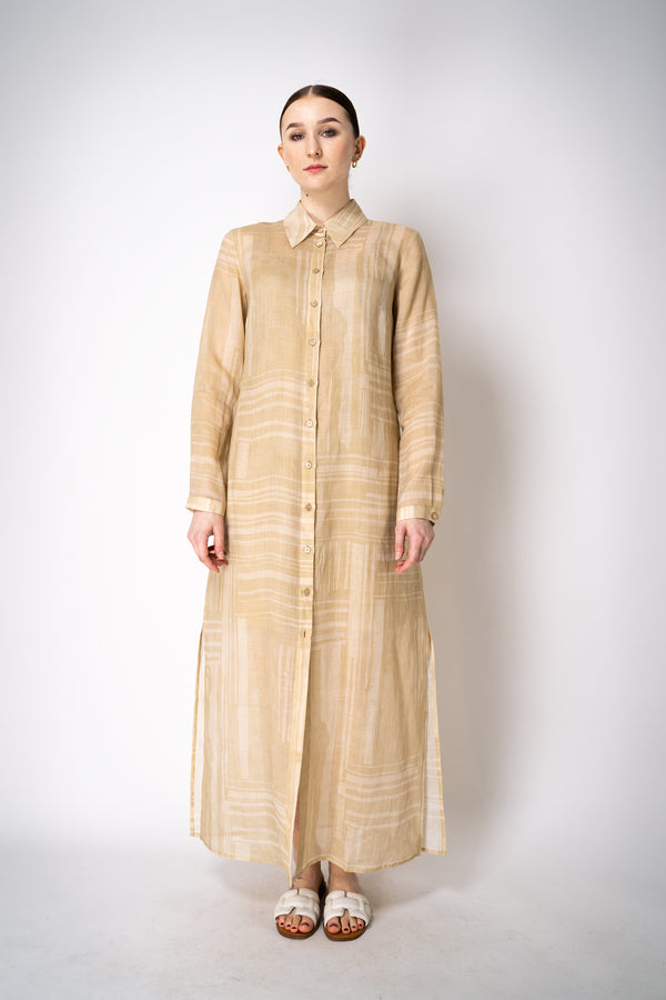 Lorena Antoniazzi Ramie Maxi Dress with Slip in Beige Vancouver. Shop Online or in Store