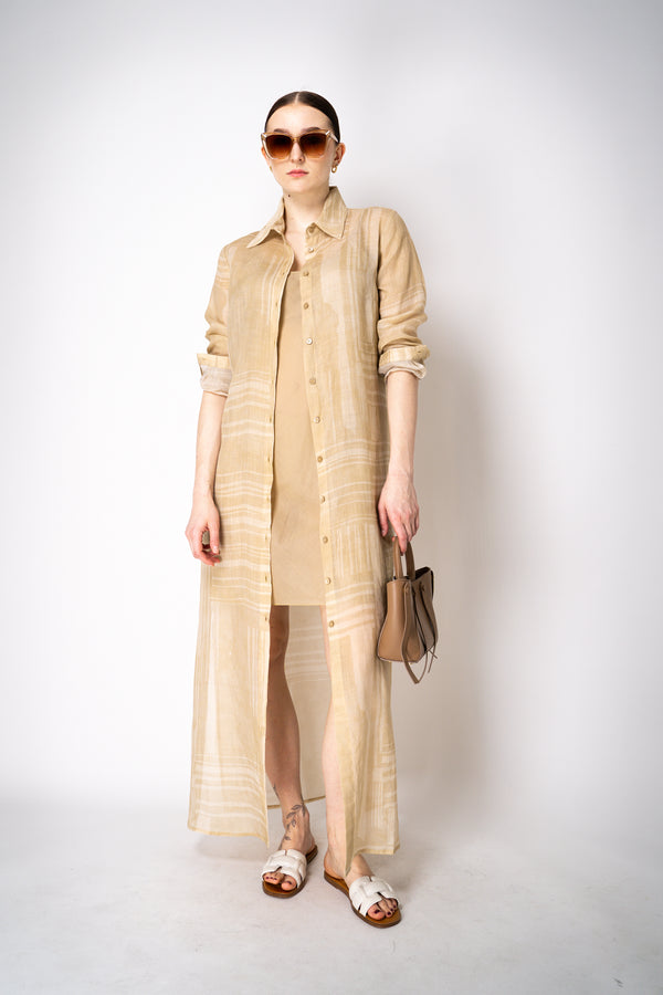 Lorena Antoniazzi Ramie Maxi Dress with Slip in Beige Vancouver. Shop Online or in Store