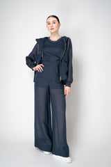Lorena Antoniazzi Ramie Round Neck Tank Blouse in Navy Vancouver. Shop Online or in Store.
