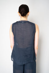 Lorena Antoniazzi Ramie Round Neck Tank Blouse in Navy Vancouver. Shop Online or in Store.