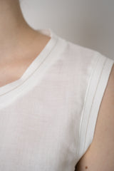 Lorena Antoniazzi Ramie Round Neck Tank Blouse in White Vancouver. Shop Online or in Store.