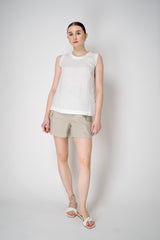 Lorena Antoniazzi Ramie Round Neck Tank Blouse in White Vancouver. Shop Online or in Store.