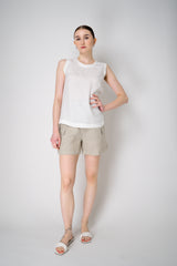 Lorena Antoniazzi Ramie Round Neck Tank Blouse in White Vancouver. Shop Online or in Store.