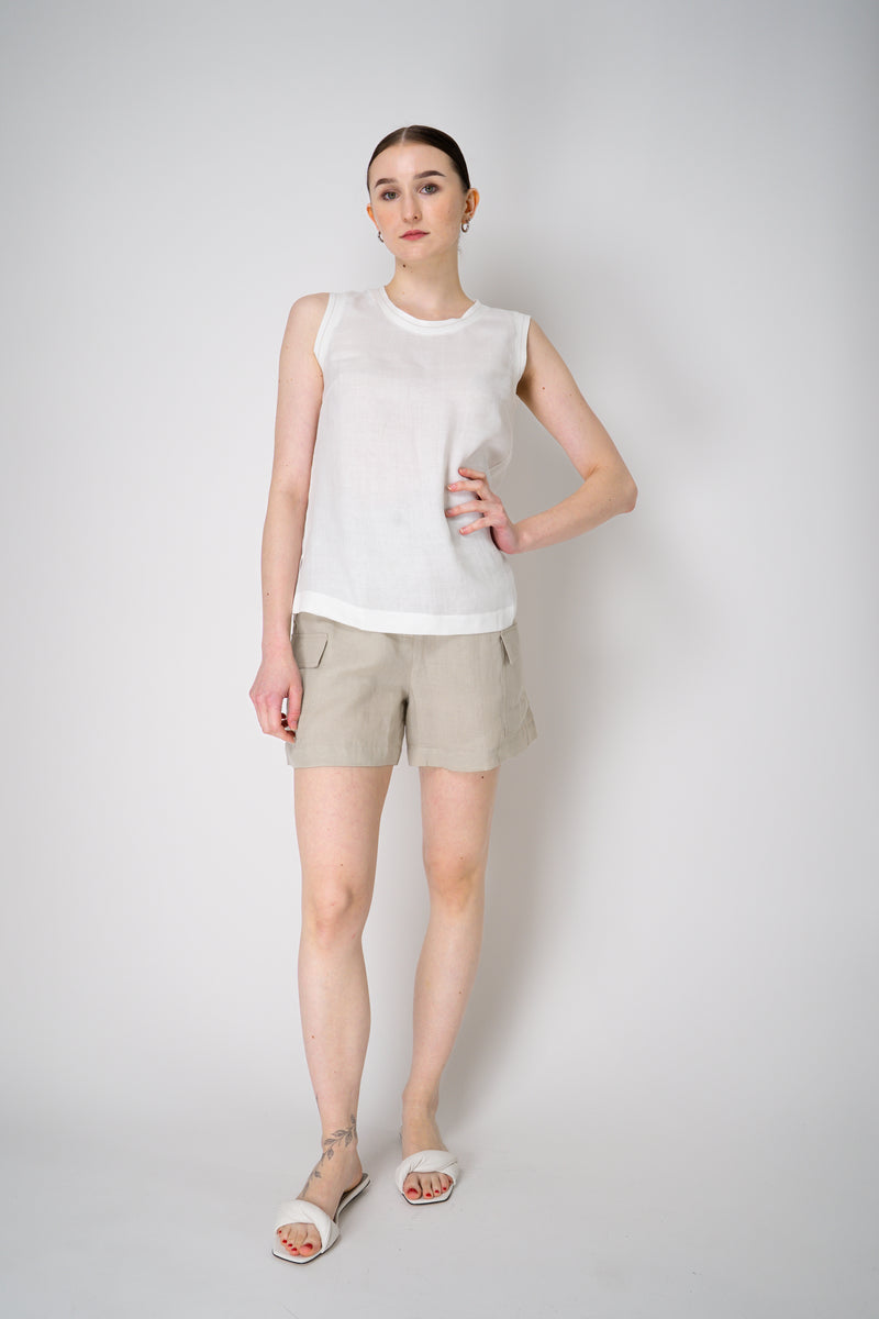 Lorena Antoniazzi Ramie Round Neck Tank Blouse in White Vancouver. Shop Online or in Store.