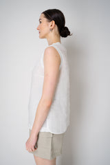 Lorena Antoniazzi Ramie Round Neck Tank Blouse in White Vancouver. Shop Online or in Store.