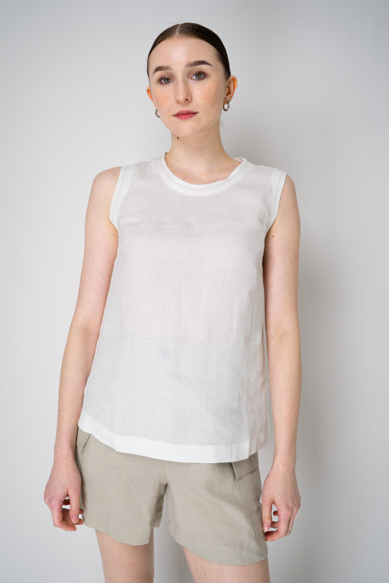 Lorena Antoniazzi Ramie Round Neck Tank Blouse in White Vancouver. Shop Online or in Store.