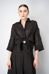 Lorena Antoniazzi Ramie Voile Embroidery Blouse in Black Vancouver. Shop Online or in Store.