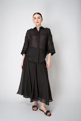 Lorena Antoniazzi Ramie Voile Embroidery Blouse in Black Vancouver. Shop Online or in Store.