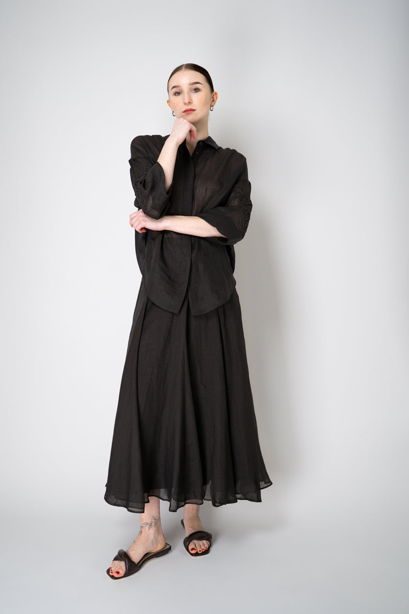 Lorena Antoniazzi Ramie Voile Embroidery Blouse in Black Vancouver. Shop Online or in Store.