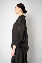 Lorena Antoniazzi Ramie Voile Embroidery Blouse in Black Vancouver. Shop Online or in Store.