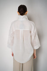 Lorena Antoniazzi Ramie Voile Embroidery Blouse in White Vancouver. Shop Online or in Store.