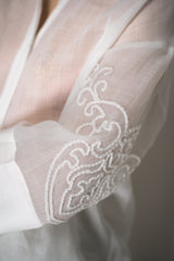 Lorena Antoniazzi Ramie Voile Embroidery Blouse in White Vancouver. Shop Online or in Store.