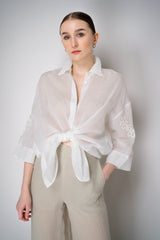 Lorena Antoniazzi Ramie Voile Embroidery Blouse in White Vancouver. Shop Online or in Store.