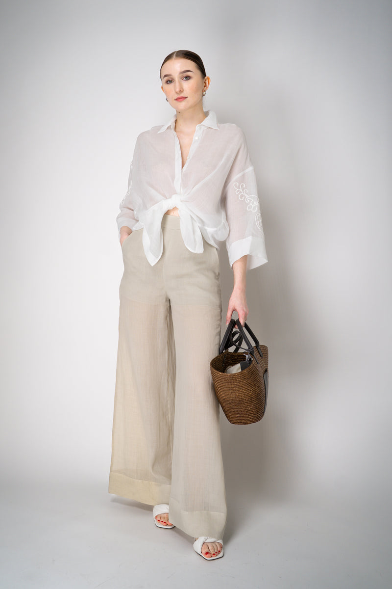 Lorena Antoniazzi Ramie Voile Embroidery Blouse in White Vancouver. Shop Online or in Store.