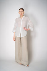 Lorena Antoniazzi Ramie Voile Embroidery Blouse in White Vancouver. Shop Online or in Store.