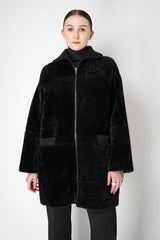 Lorena Antoniazzi Reversible Leather and Shearling Coat in Black Vancouver. Shop Online or in Store.