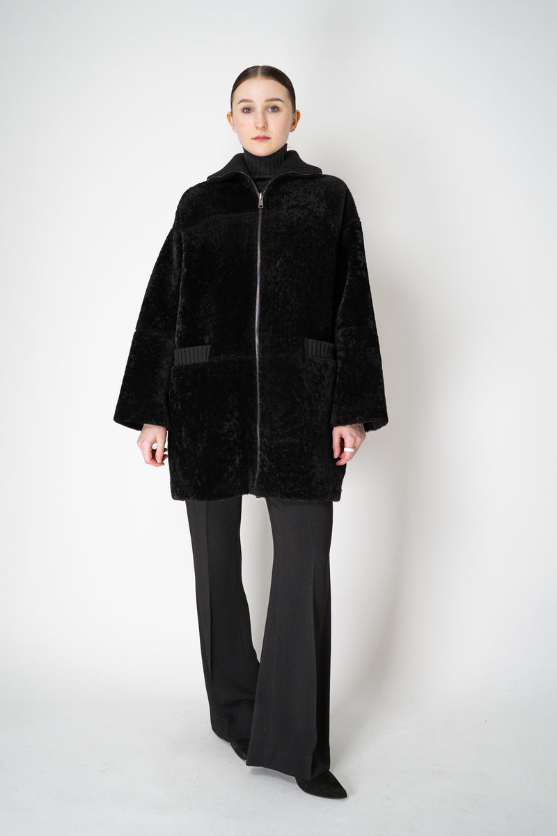 Lorena Antoniazzi Reversible Leather and Shearling Coat in Black Vancouver. Shop Online or in Store.