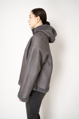 Lorena Antoniazzi Reversible Sheep Shearling Hooded Jacket in Grey Vancouver. Shop Online or in Store.