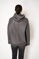 Lorena Antoniazzi Reversible Sheep Shearling Hooded Jacket in Grey Vancouver. Shop Online or in Store.