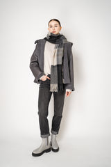 Lorena Antoniazzi Reversible Sheep Shearling Hooded Jacket in Grey Vancouver. Shop Online or in Store.